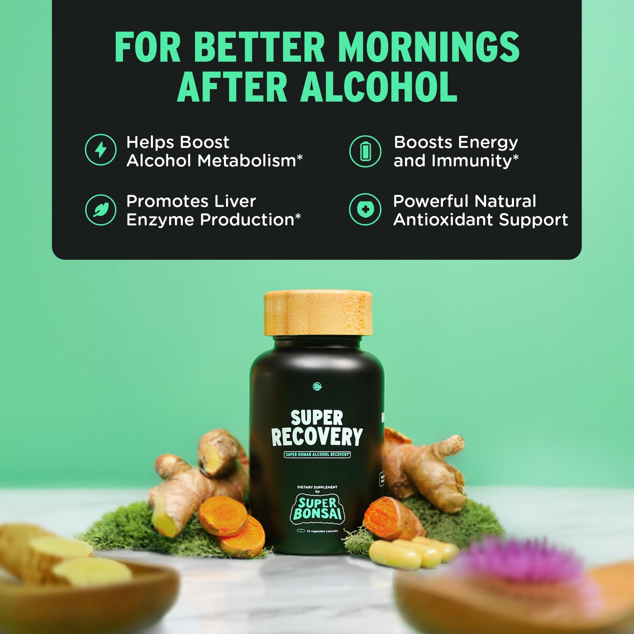SuperBonsai SuperBonsai Super Recovery Capsules for Post Celebration and Morning Relief - All Natural Holistic Support - 3 Capsules Taken Before Drinking and an Optional Serving After (14 Servings)