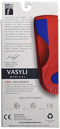 Vasyli Vasyli Custom 3/4 Length Insoles, Red, Large, Fast & Effective Pain Relief, Solid Biomechanical Control, Firm Density, High Performance Orthotic, Athletes, Overweight Patients, Heat Moldable