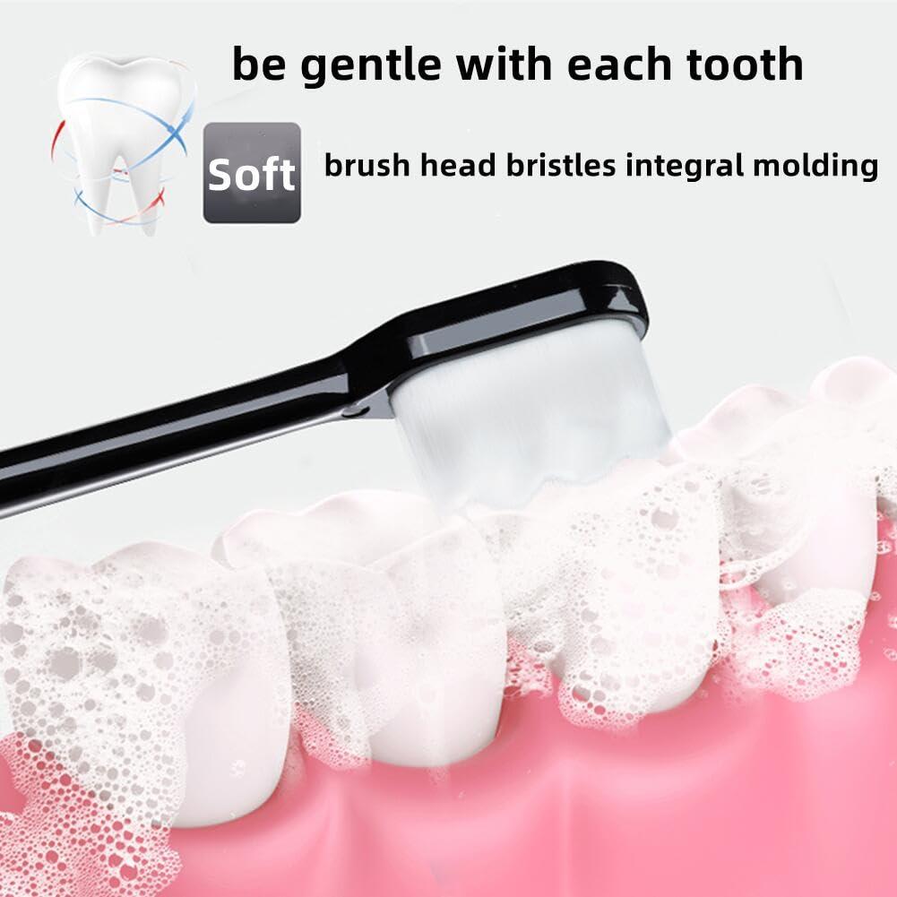 BQB BQB 6 Pcs Extra Soft Toothbrush for Sensitive Teeth, Deep Clean Toothbrush, Manual Toothbrush, Good Cleaning Effect (Black)