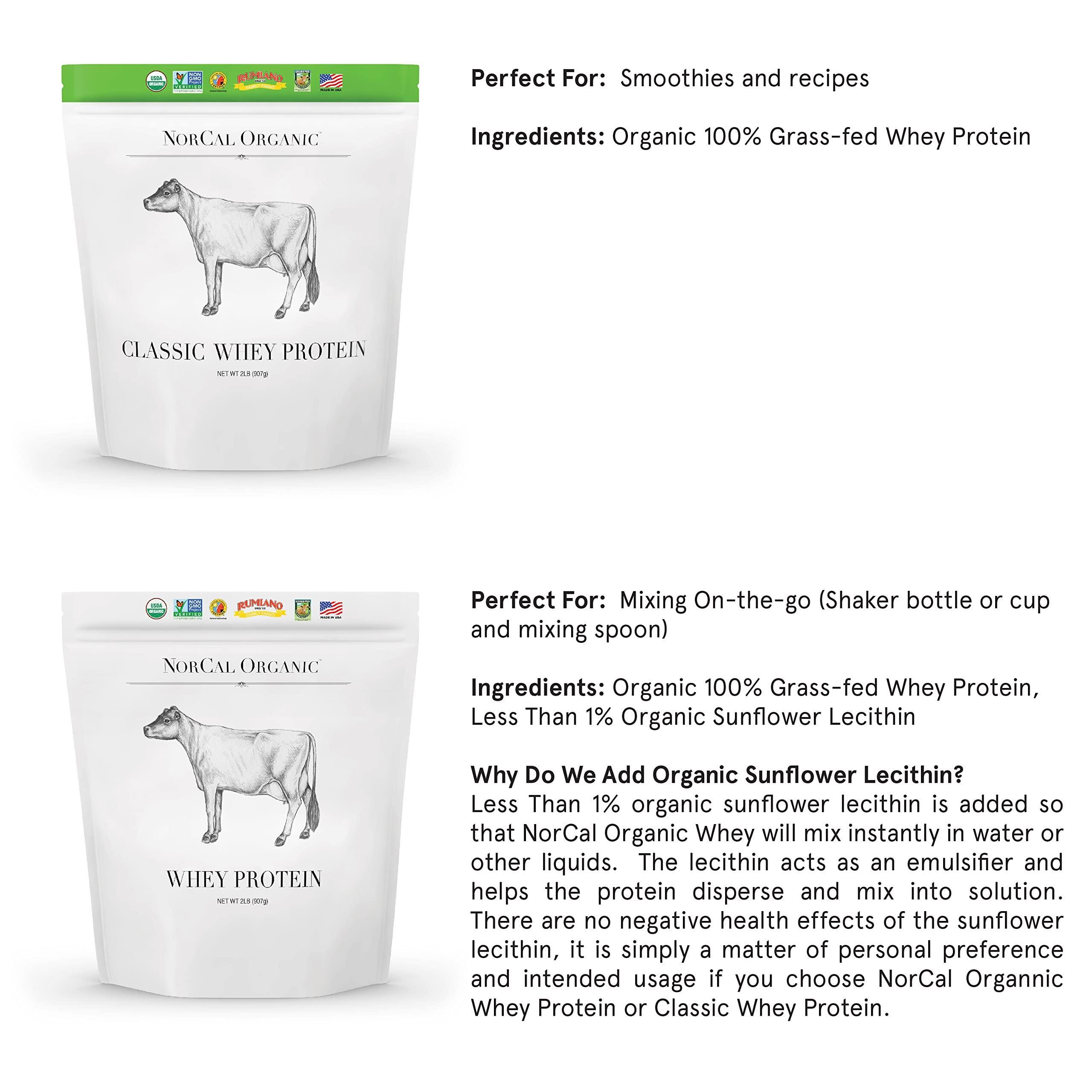 Source Organic NorCal Organic - Classic Whey Protein - 100% Grass-Fed and Grass-Finished - UNFLAVORED - Lecithin-Free - 2lb Bulk