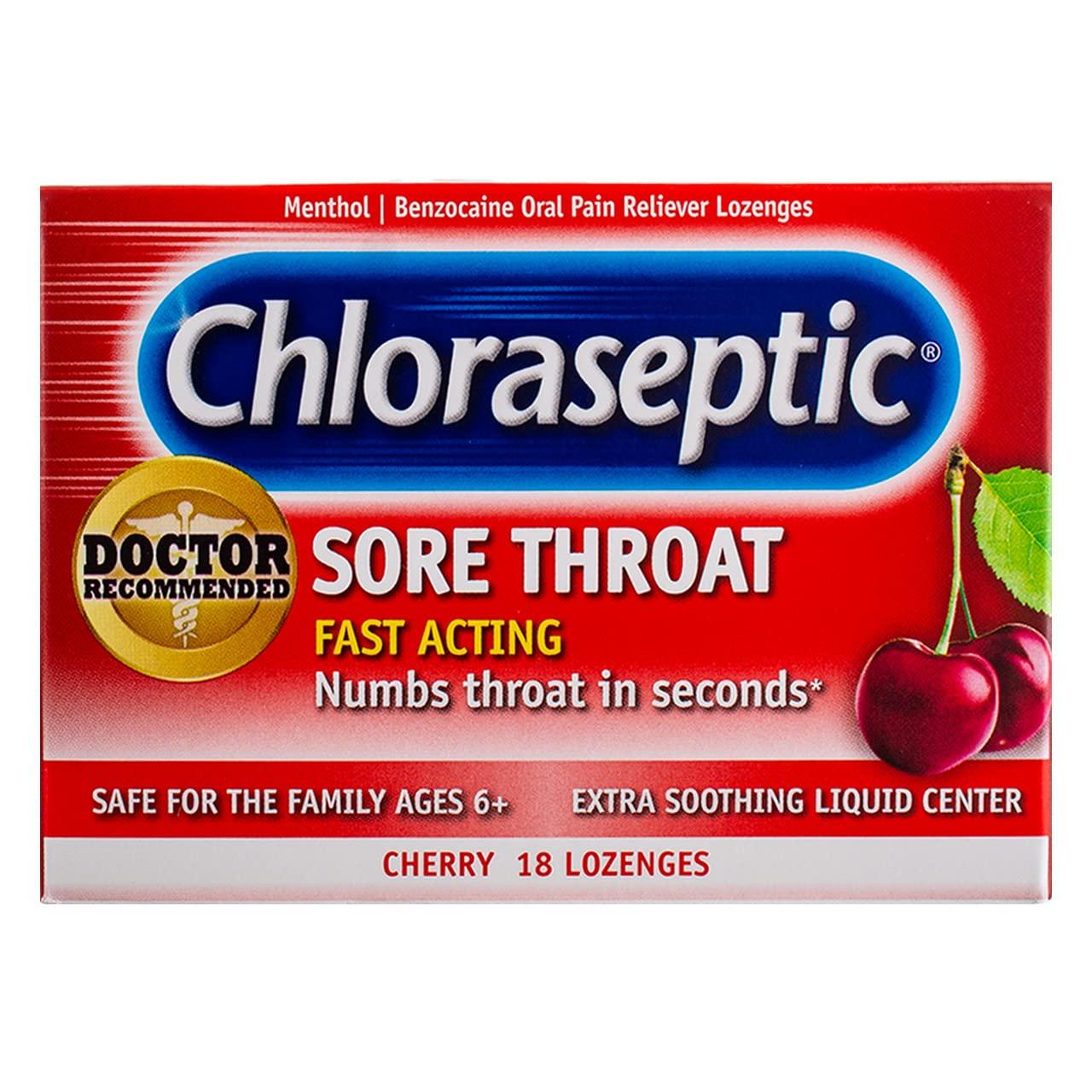 Chloraseptic Chloraseptic Sore Throat Spray, Cherry, 6 fl oz, 1 Bottle Sore Throat Lozenges, Cherry 18 Count