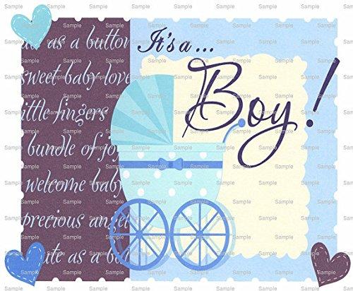 Art of Eric Gunty 1/2 Sheet - It's A Boy Stroller Baby Shower Birthday - Edible Cake/Cupcake Party Topper - D2289