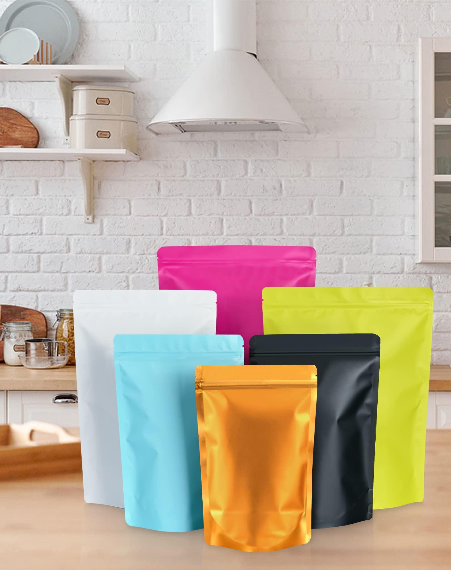 FireKylin 100 Pack Resealable Stand Up Bags,4.7\" x 7.9\" Smell Proof Pouch Sealable Foil Pouch Bags for Packaging (Blue)