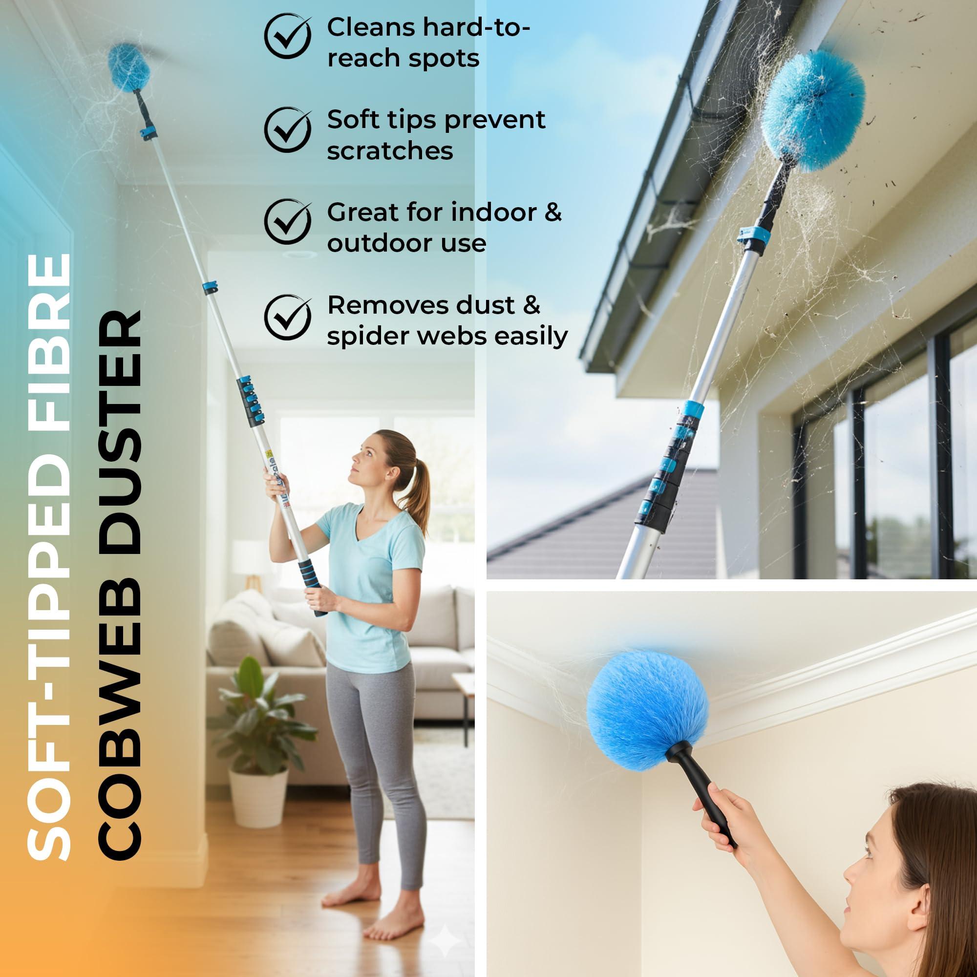 IGAD 26 ft IGADPole Washing Kit: Water-fed Brush, Cobweb Duster and 10(25cm) Squeegee and Soap Dispenser, with 5-Stage Telescoping Pole 5-20 Ft Pole