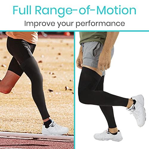 Vive Vive Full Leg Compression Sleeves for Men & Women (Pair) - Knee, Calf, & Thigh Support Brace Wrap for Basketball, Football, Wrestling - Footless Long Running Accessories for Shin Splints (Small)