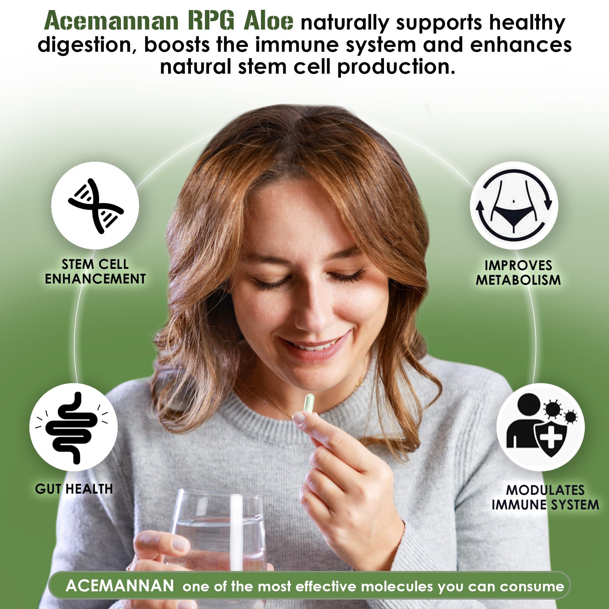 RPG Super Coffee RPG Acemannan Aloe Vera Capsules - Aloevera Dietary Supplement with Immune and Gut Support Aloe Vera Powder Capsule - 60 Pills (250 MG)