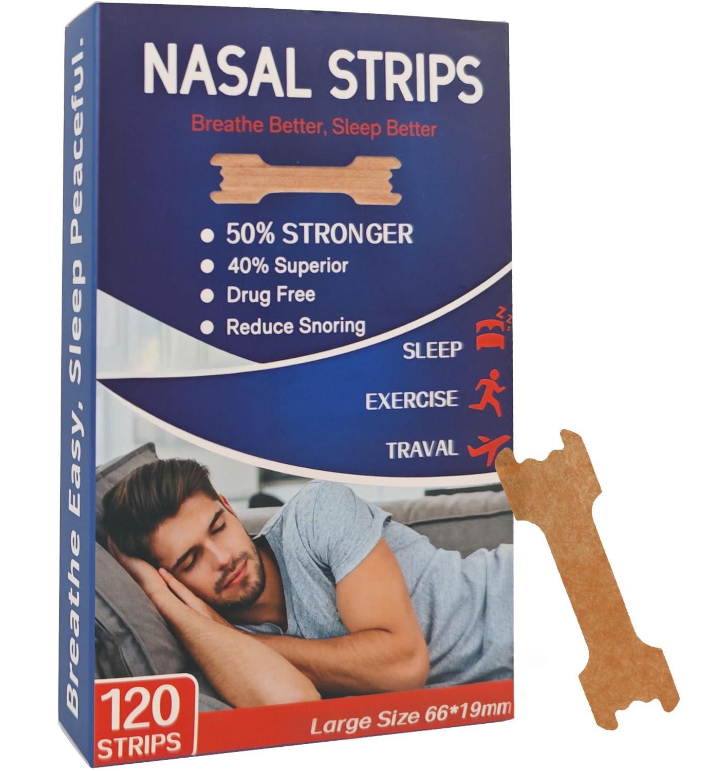 tyelason Tyelason Nasal Strips - 120 Count Nasal Strips for Snoring, Extra Strength Tan Nasal Breathing Strips to Improve Sleep, Instant Nasal Congestion Relief Caused by Colds & Allergies