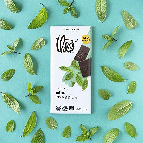 THEO Theo Mint Organic Dark Chocolate Bar, 70% Cacao, 1 Bar | Vegan, Fair Trade
