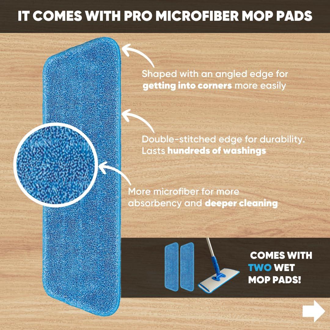 Microfiber Wholesale Cinch Mop - Microfiber Mop for Hardwood Floors - Flat Mops System for Wood, Tile, Laminate, Vinyl, 2 Wet Pads Refills, Reusable Micro Fiber Mopping Heads