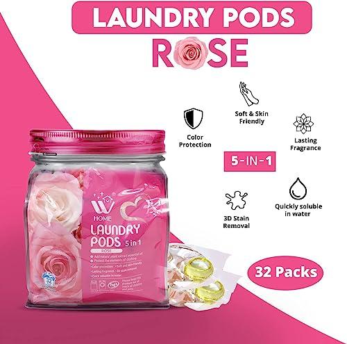 Natural Solution Natural Solution 5 in 1 Laundry Detergent Pods, Ultra Concentrate and Powerful Stain Lifter Technology Fabric Softener, Laundry Pods Rose Scent - 32 Count