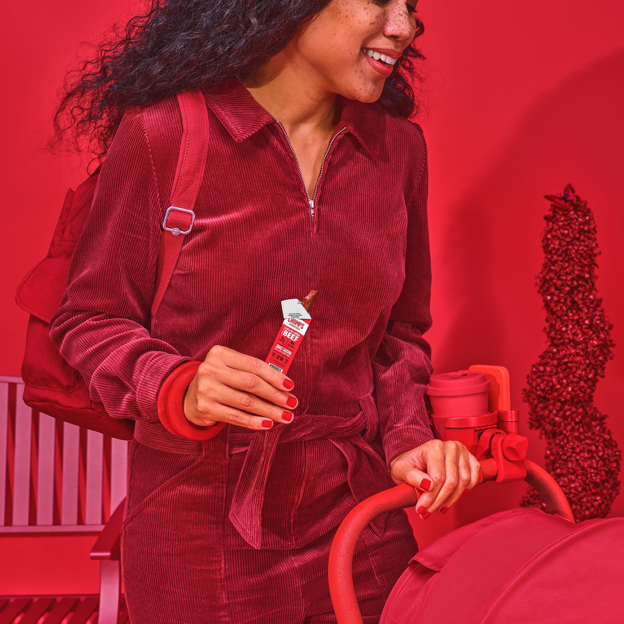 Chomps CHOMPS MINI Grass Fed Beef Jerky Meat Snack Sticks 0.5 Oz, Original Beef (Pack of 6)