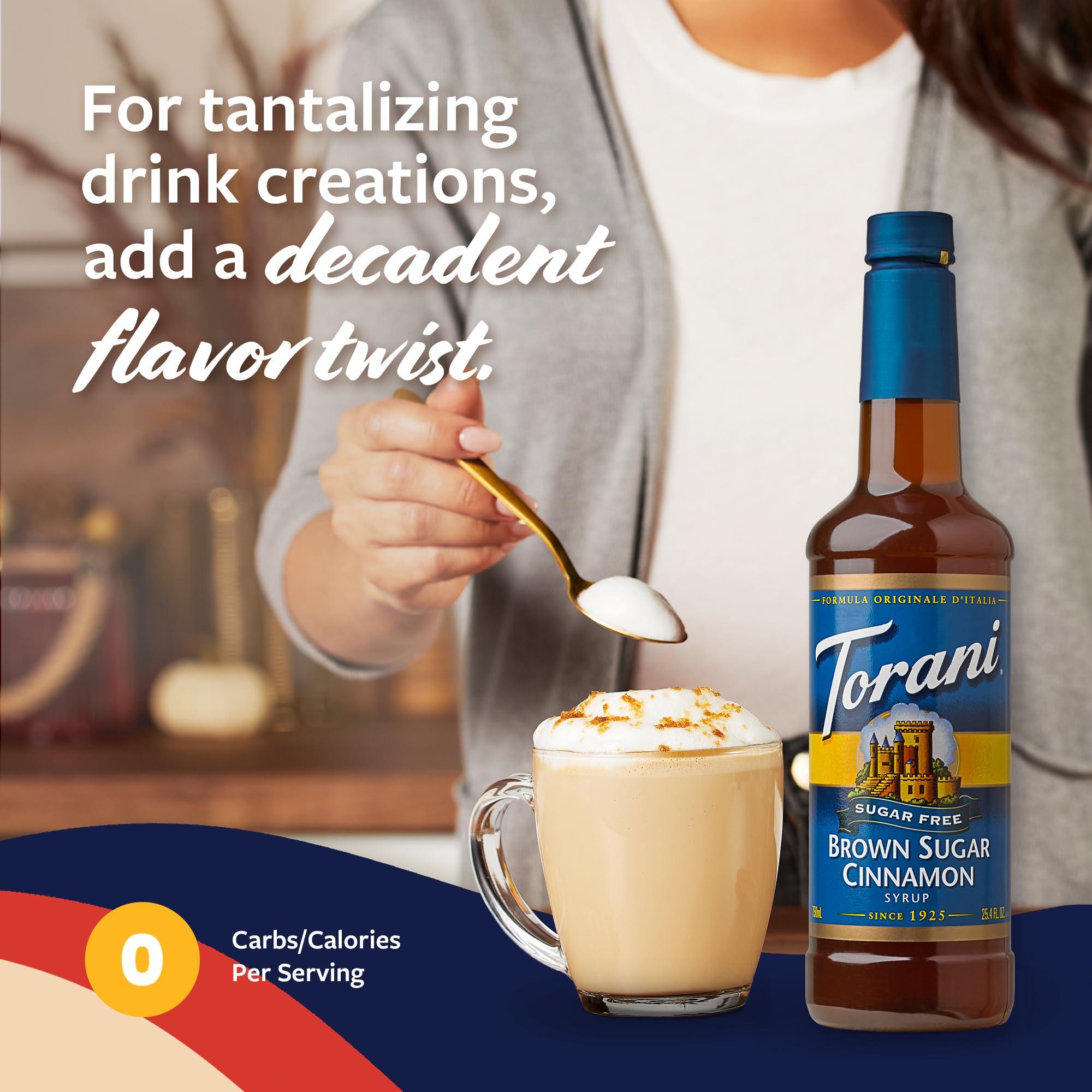 Torani Torani Sugar Free Coffee Syrup, Brown Sugar Cinnamon Flavored Syrup for Drinks, Zero Calorie, Pump Included, 25.4 Fl Oz