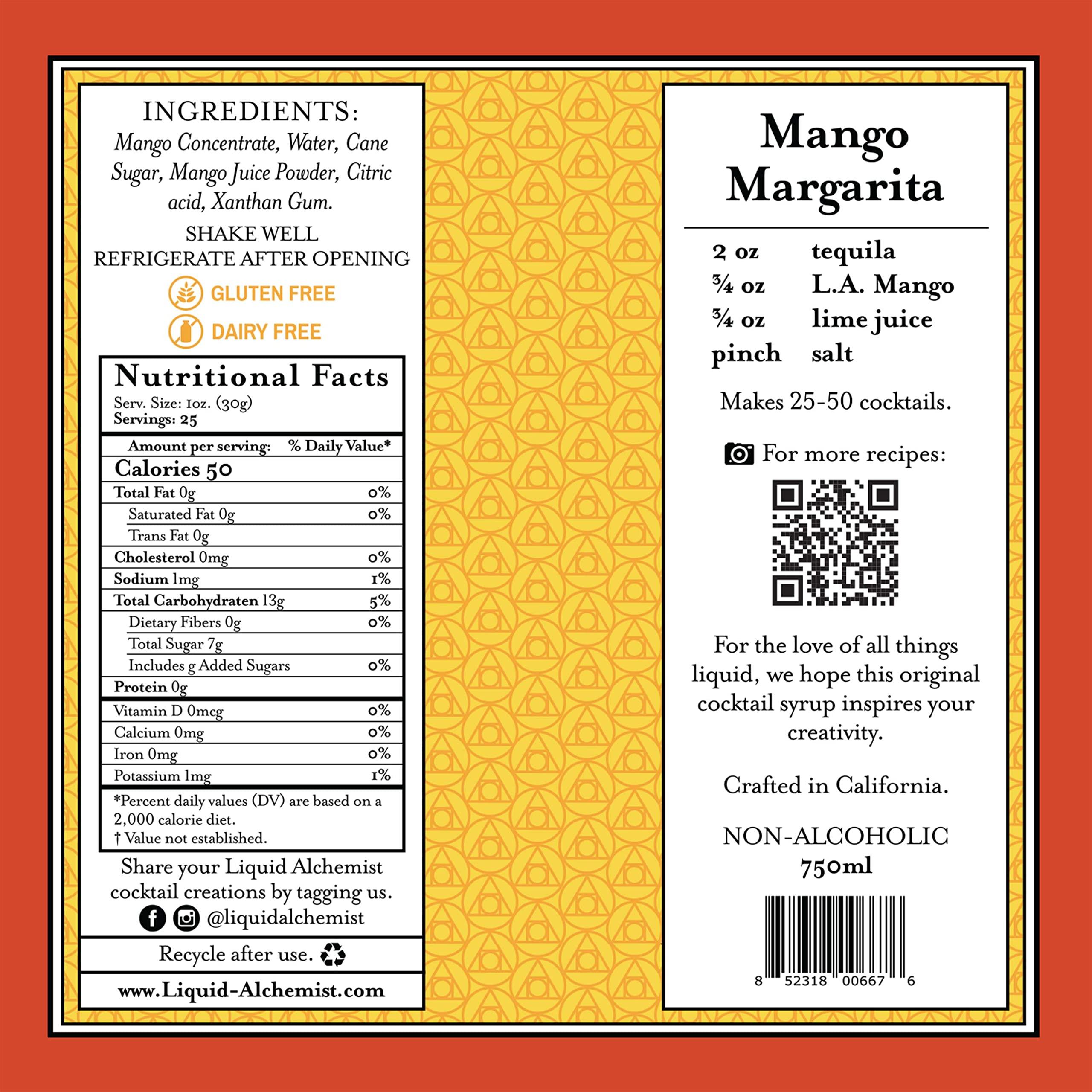 Liquid Alchemist Liquid Alchemist Mango Syrup for Drinks - Real Ingredients Make our Mango Puree for Cocktails the Perfect Mango Margarita Mix - Our Mango Flavoring Syrup is Non-GMO & Vegan - Mango Drink Syrup (25 oz)