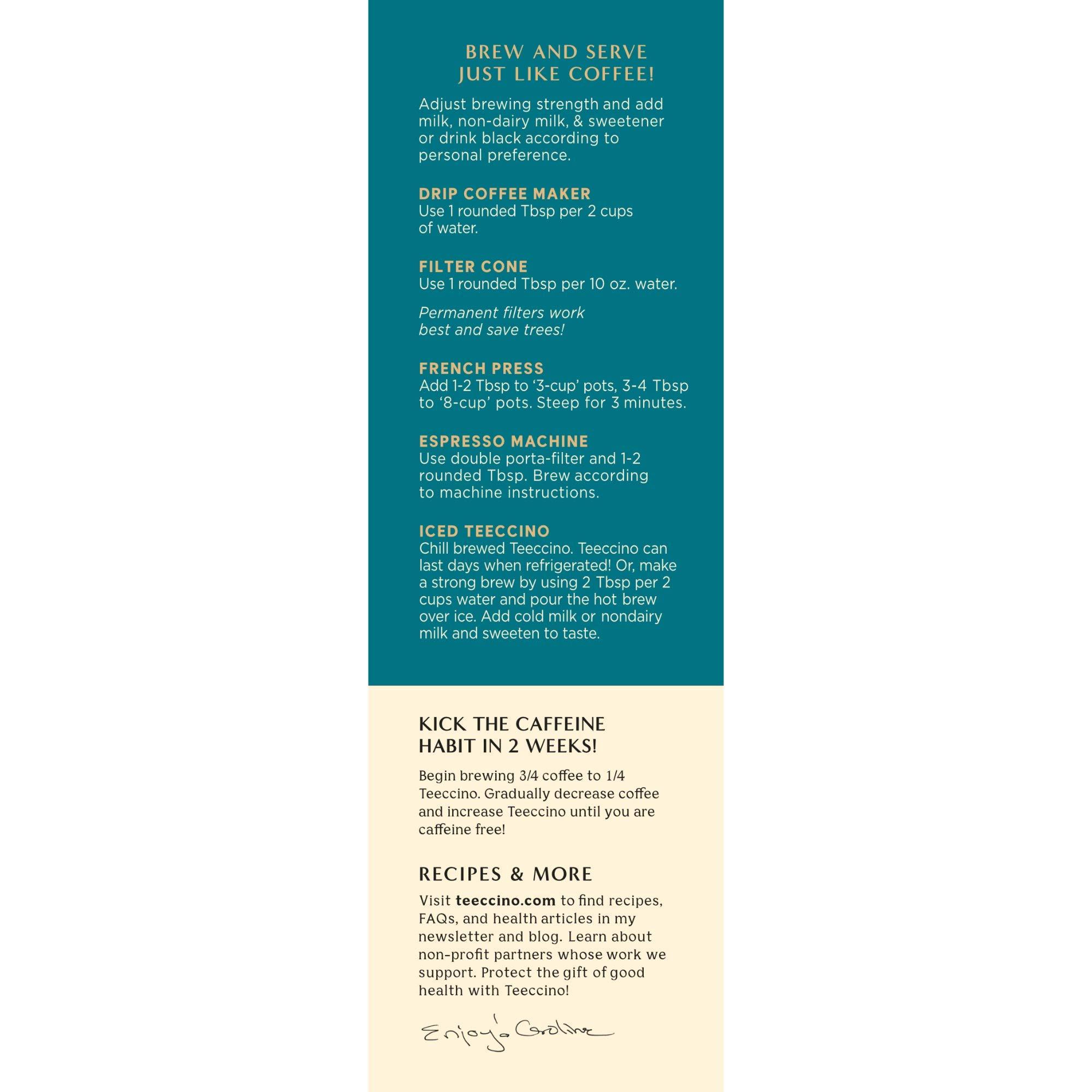 Teeccino Teeccino Dandelion Mocha Herbal Coffee - Caffeine-Free Coffee Alternative with Prebiotics, Gluten Free, Acid Free - Medium Roast, 10 oz