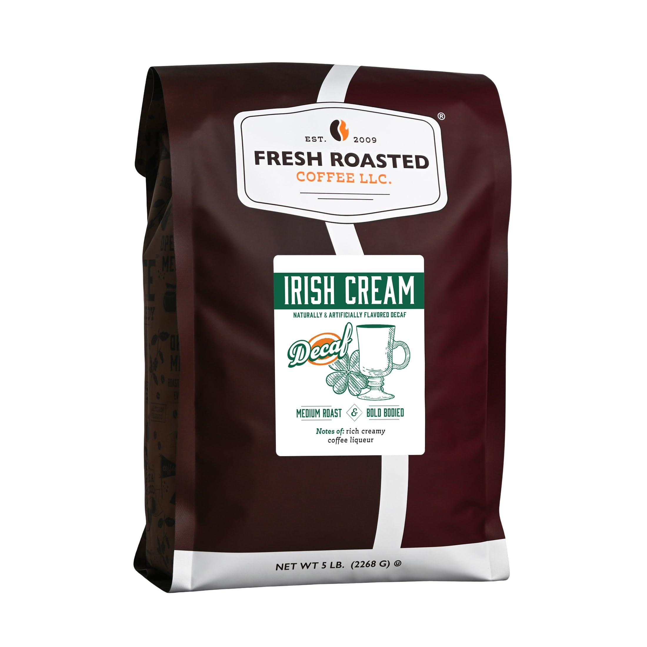 Fresh Roasted Coffee Fresh Roasted Coffee, Decaf Irish Cream Flavored Coffee, 5 lb (80 oz), Medium Roast, Kosher, Ground