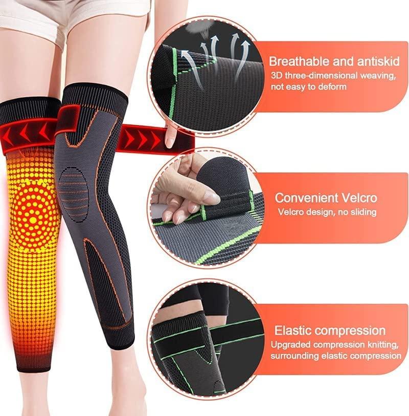 Thrseely Tourmaline Acupressure Self-heating Shaping Knee Sleeve with Socks Set, Mugwort Acupressure Heating Knee Sleeve Tourmaline Self-Heating Knee Pads with Black Self-Heating Socks for Men and Women, 2XL