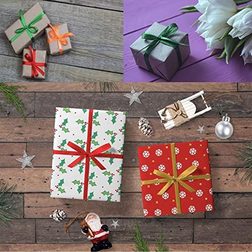 POPOYU Dark Green Satin Ribbon for Gift Wrapping 3/4 inch,25 Yards Continuous Ribbons Roll,Christmas Gift Ribbon Thick Solid Color Fabric Ribbon for Crafts,Wedding Car,Hair Bow Making,Wreath,Bouquet