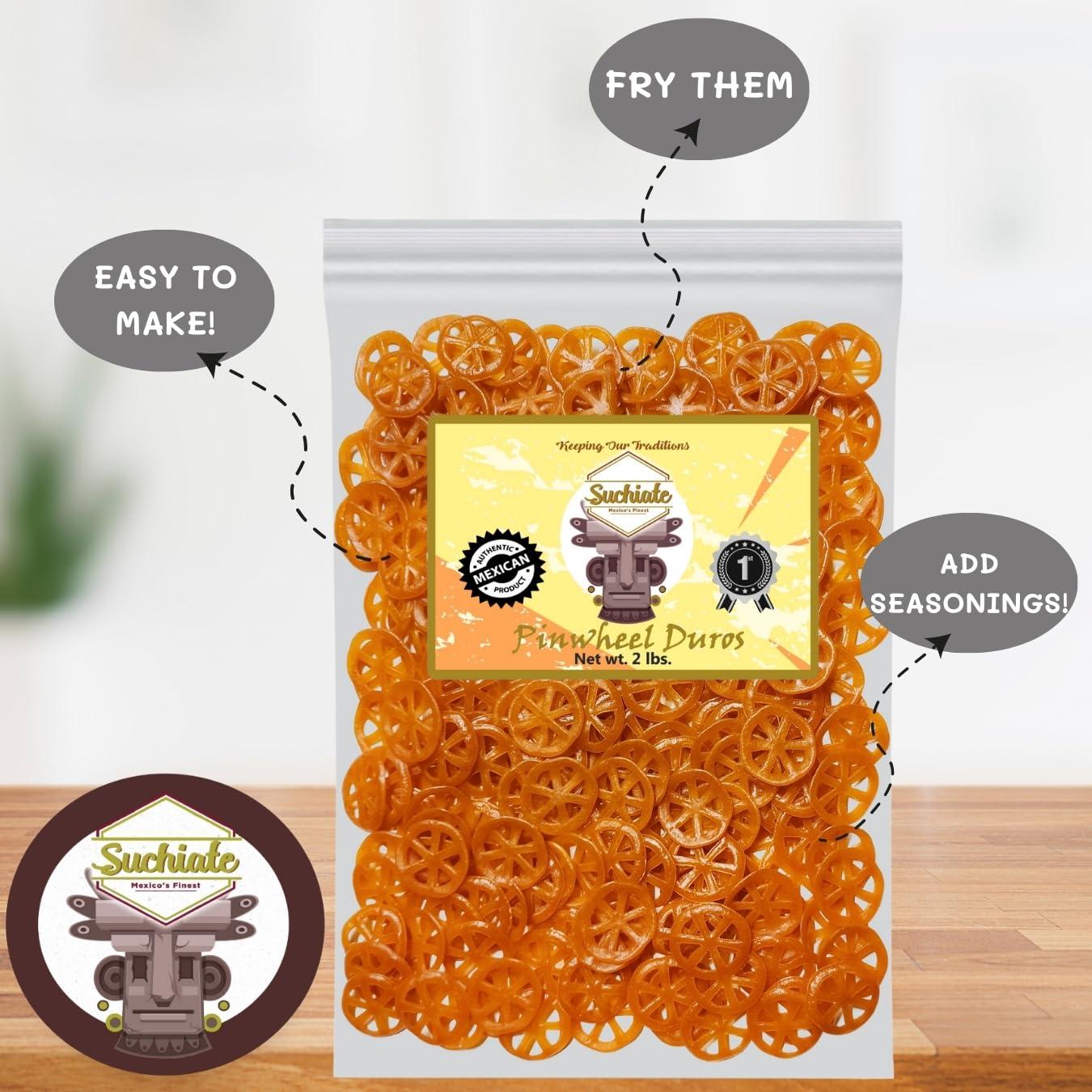 SUCHIATE MEXICO\'S FINEST Mexican Duritos Wheat Snacks Fried Snacks - Chicharrones de Harina (1 Pound Pinwheels/Ruedas (Pack of 1))