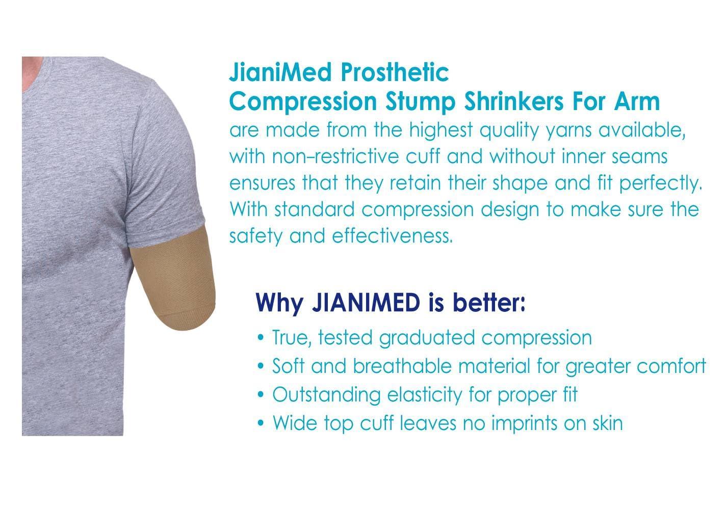 JianiMed JianiMed Prosthetic Stump Shrinkers for Armabove Elbow, Compression, HealthCare, Amputee arm sleeve, 20-30, Elastic, Taiwan Excellence L