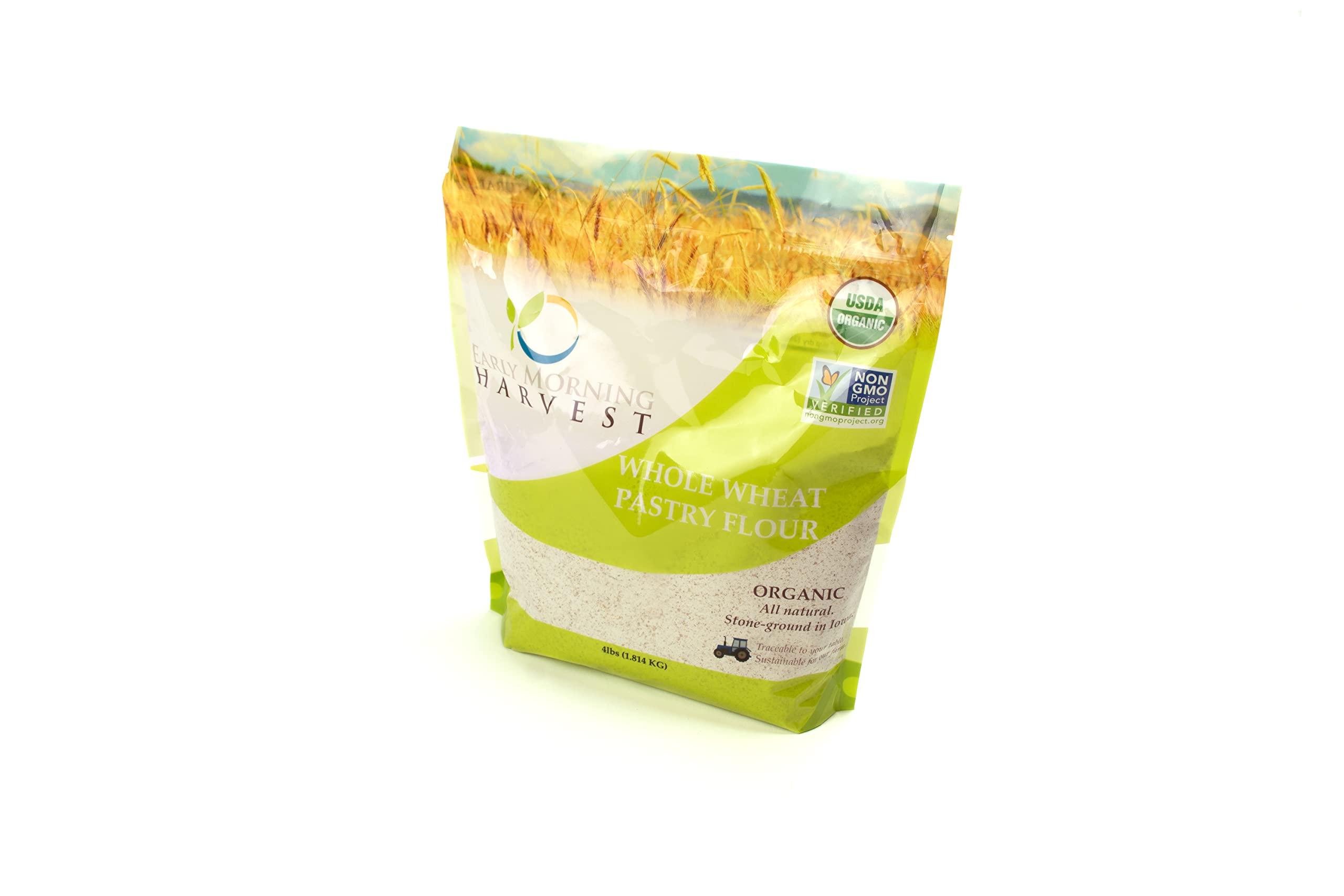 Early Morning Harvest Early Morning Harvest Organic Whole Wheat Pastry Flour - Made from Organic, Non-GMO Whole Wheat - Stone Ground Whole Wheat Pastry Flour for Baking and Cooking, Whole Grain, Certified Organic GMO free Whole Wheat Pastry Flour