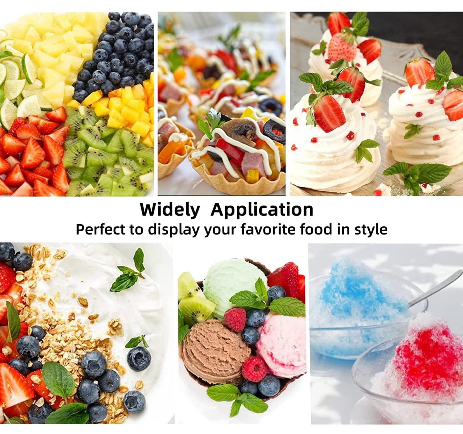Minsily Minsily 50 Pack Clear Plastic Dessert Bowls 8 oz Disposable Ice Cream Cups Flower Parfait Cups Sample Serving Bowls Plastic Dessert Cups Sundae Snack Fruit Salad Bowl Appetizers Cup for Holiday Party