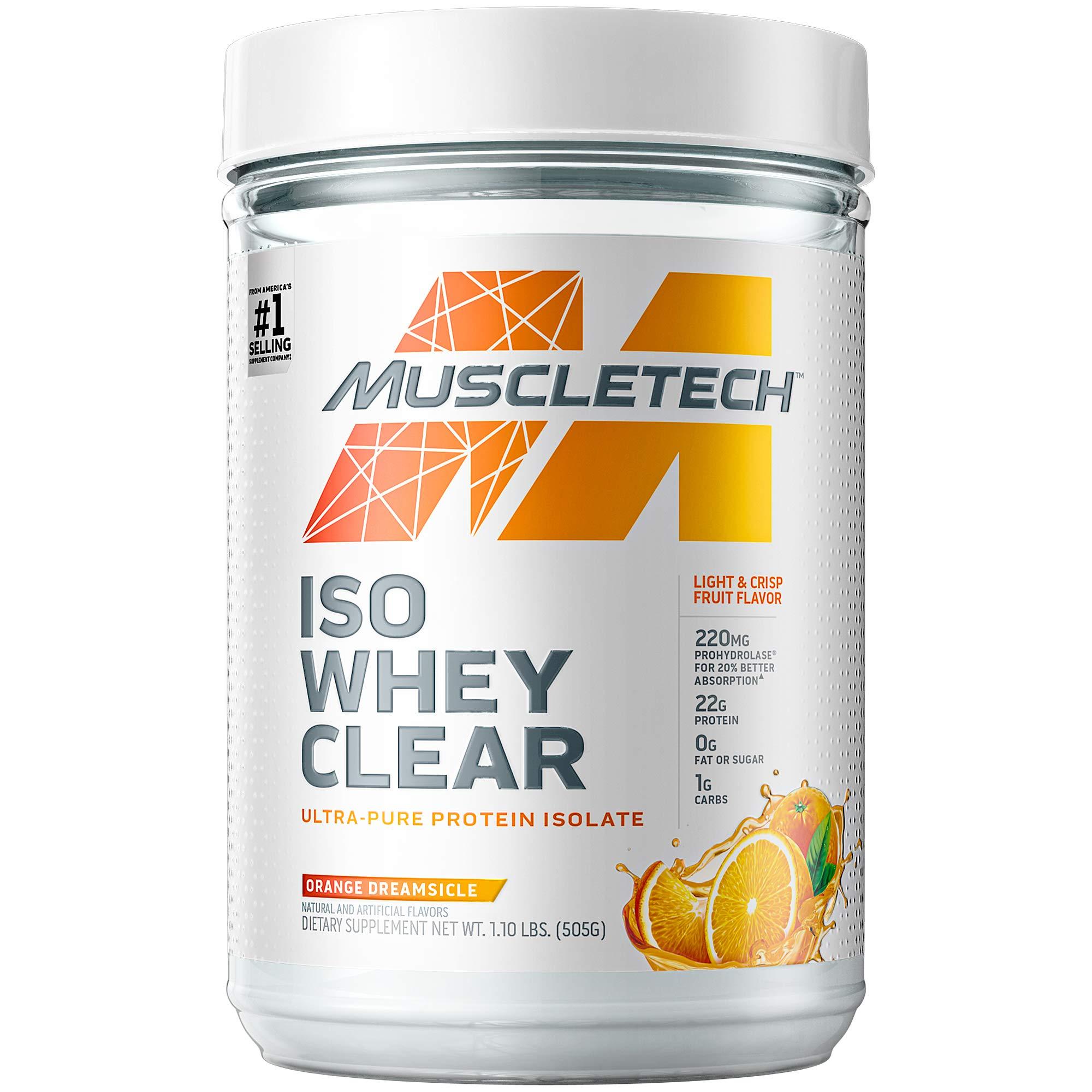 Muscletech Muscletech Clear Whey Isolate Protein Powder Bundle - Lemon Berry Blizzard and Orange Dreamsicle Flavors, 22g Protein, 90 Calories, 1.1lb Each
