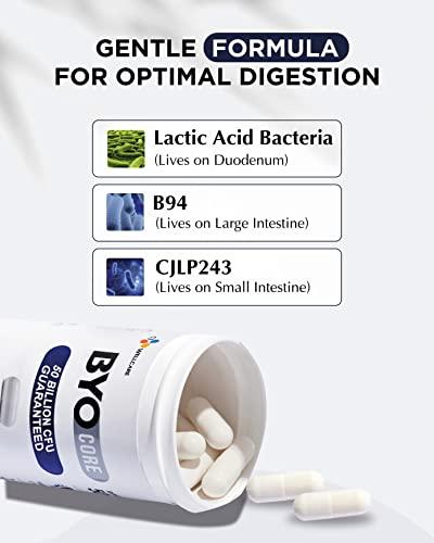 CJwellcare CJ Wellcare BYOCORE Extra Strength Probiotics (27g, 60 Veggie Capsules) - Digestive and Immune Health. Plant-Derived Probiotics and Prebiotics, 50 Billion CFU Guaranteed