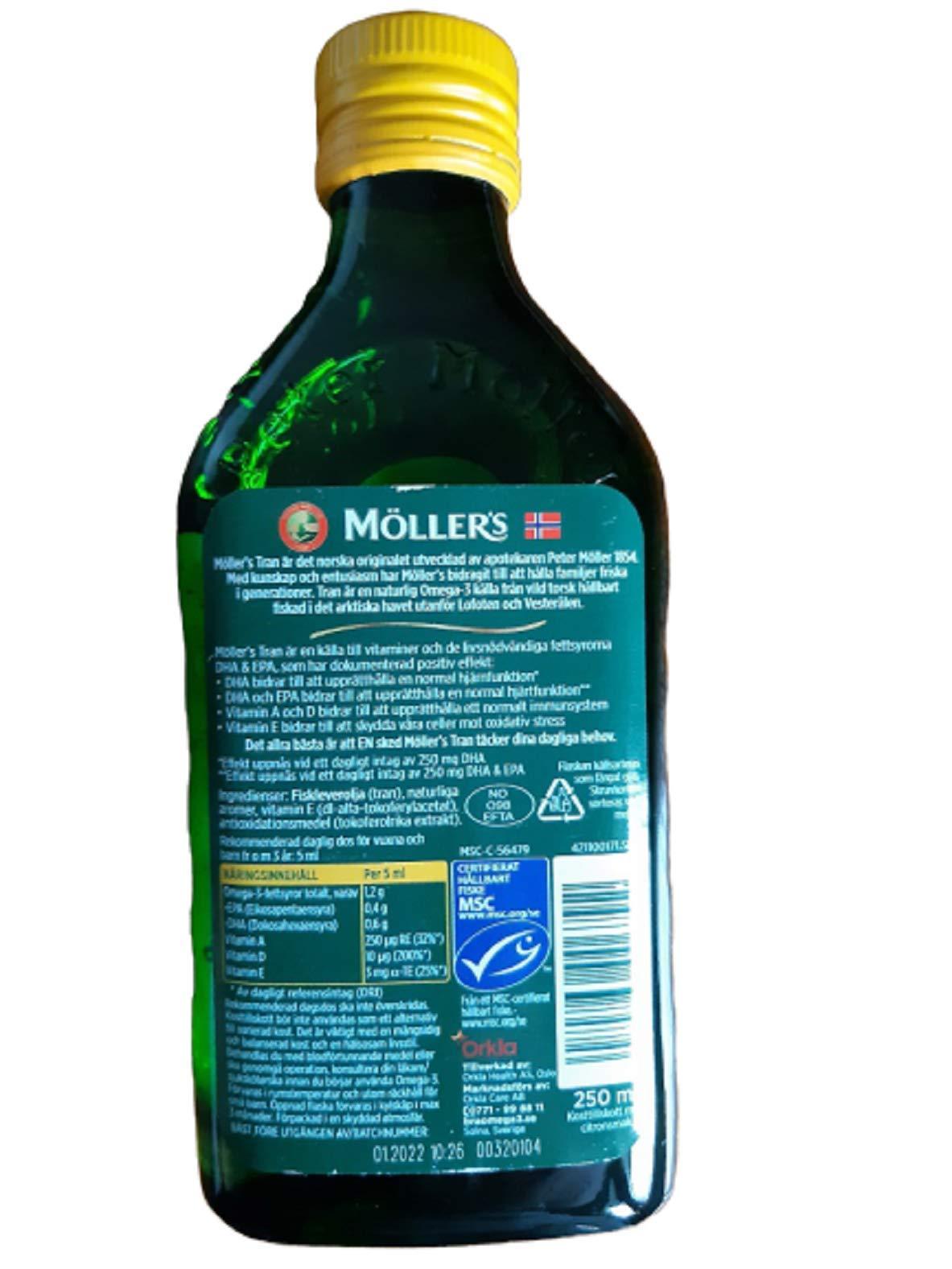 Möllers Möllers Tran Cod Liver Oil 250 ml/ 8.45 fl oz | Citron Flavor | Omega-3 | Fish Liver Oil