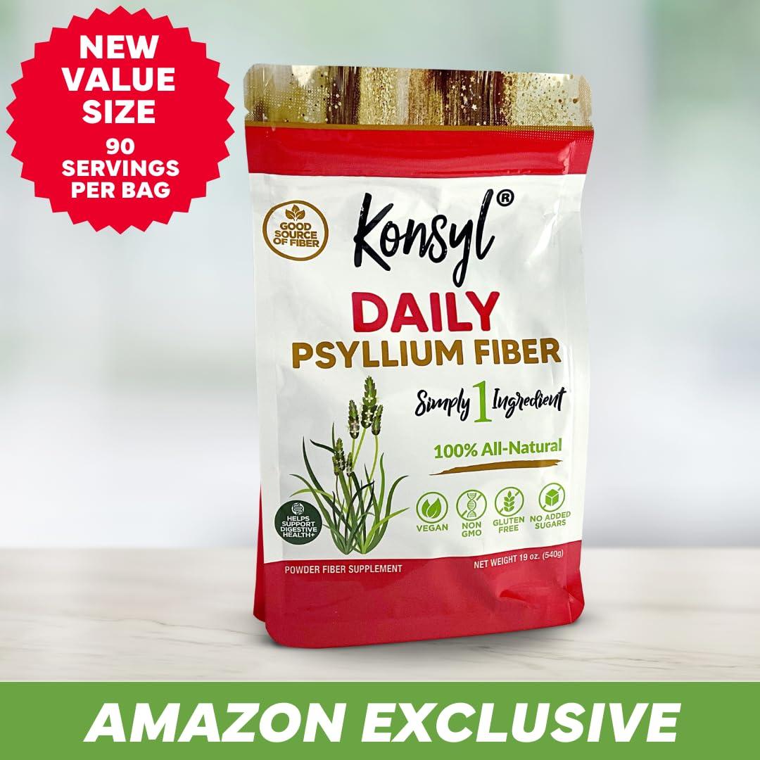 Konsyl Konsyl Daily Psyllium Fiber 540g / 19oz - Non-GMO, Vegan, Keto-Friendly, Fiber Supplement Powder - Supports Digestive Health (19 Ounce)