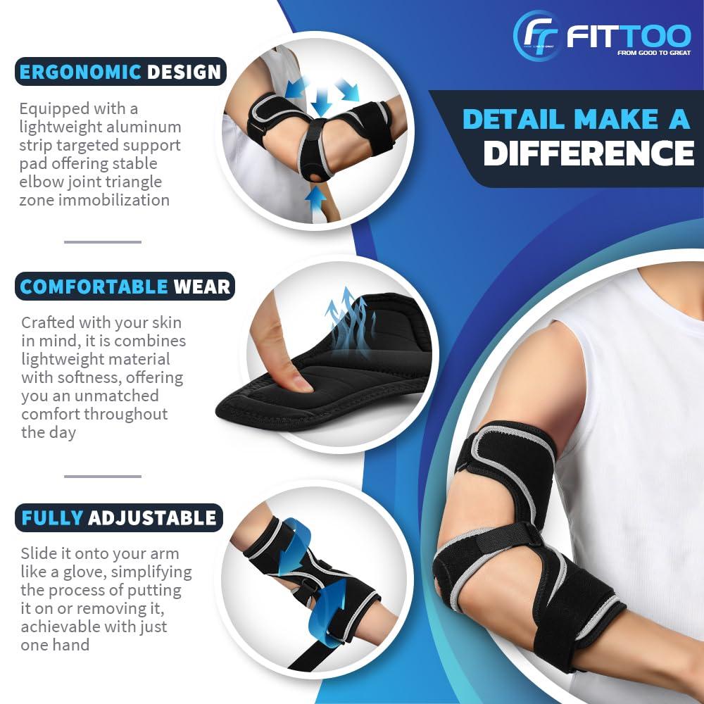FITTOO FITTOO Elbow Brace for Cubital Tunnel Syndrome, Arm Ulnar Nerve Brace Support for Elbow Discomfort, Tendonitis, Prevent Elbow Excessive Bending, Fit Left & Right Men & Women Arm