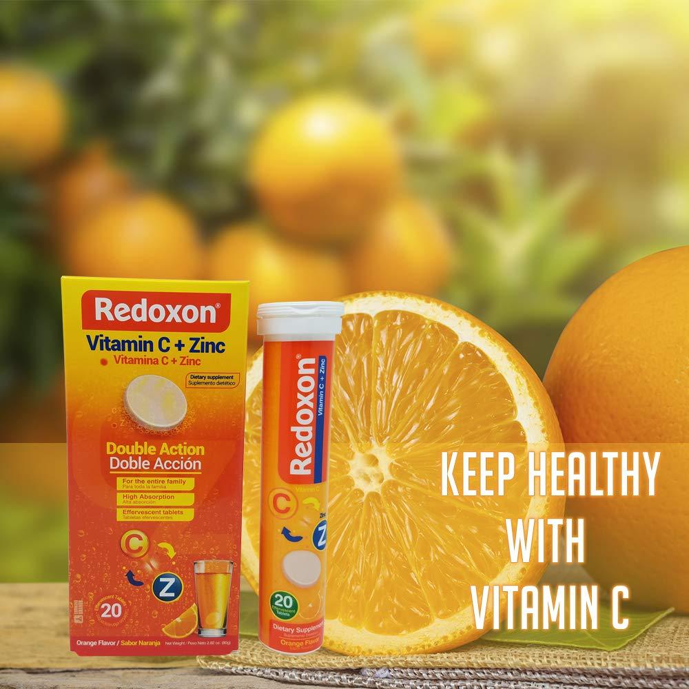 Redoxon Redoxon Vitamin C Tablets | Orange Flavor, Effervescent Double Action Supplement of Vitamin C and Zinc for Immune System Support, Healthier Lifestyle, and More Energy; 3-Pack of 20 Tablets