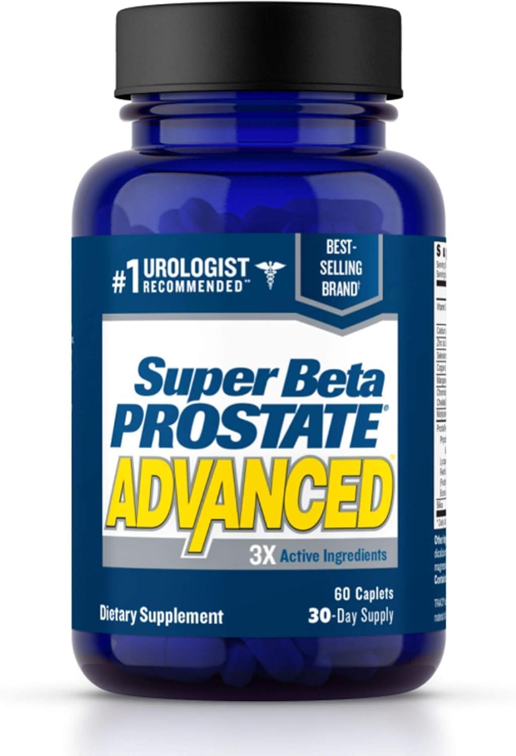 SUPER BETA PROSTATE Super Beta Prostate Advanced Prostate Supplement for Men Reduce Bathroom Trips, Promote Sleep, Support Urinary Health & Bladder Emptying. Beta Sitosterol not Saw Palmetto. (60 Caplets, 1-Bottle)