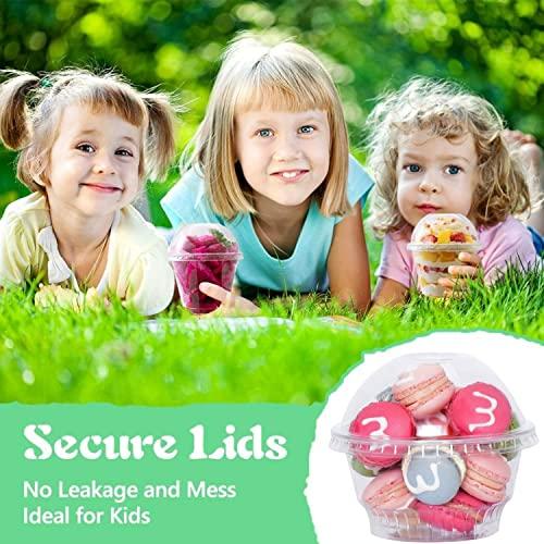 botogift botogift 5 oz Clear Plastic Dessert Cups with Dome Lids (25Sets) - Disposable Snack Bowls (No Hole) for Cereal Parfait, Yogurt, Fruit, Cupcakes, Pudding and Jello at Party