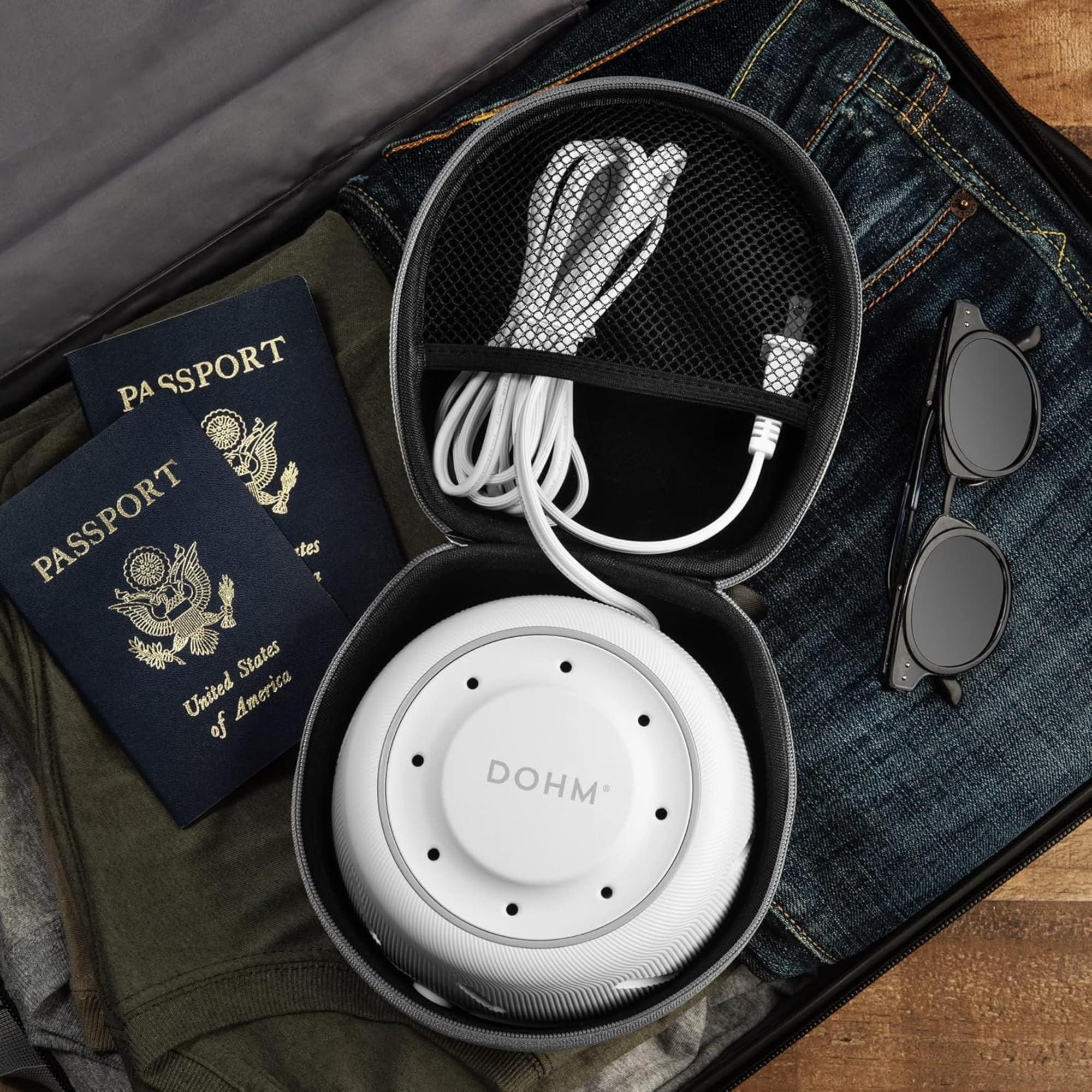 Marpac Yogasleep Dohm (White/Gray) & Travel Case (2 Piece Set) The Original White Noise Machine with Natural Sound from a Real Fan, Sleep Aid & Noise Cancelling For Adults & Baby, Office Privacy & Meditation