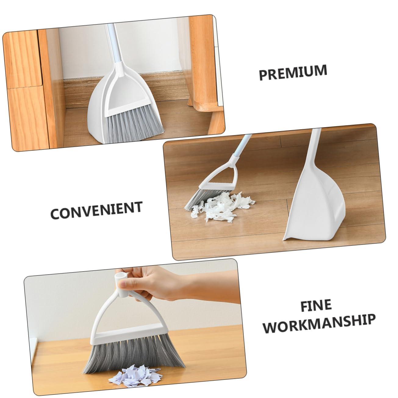 Ipetboom Dustpan Brush Set Mini Broom with Dustpan Little Housekeeping Helper Handle Upright Dustpan Floor Sweeping Tool for Home Office Shop Kitchen