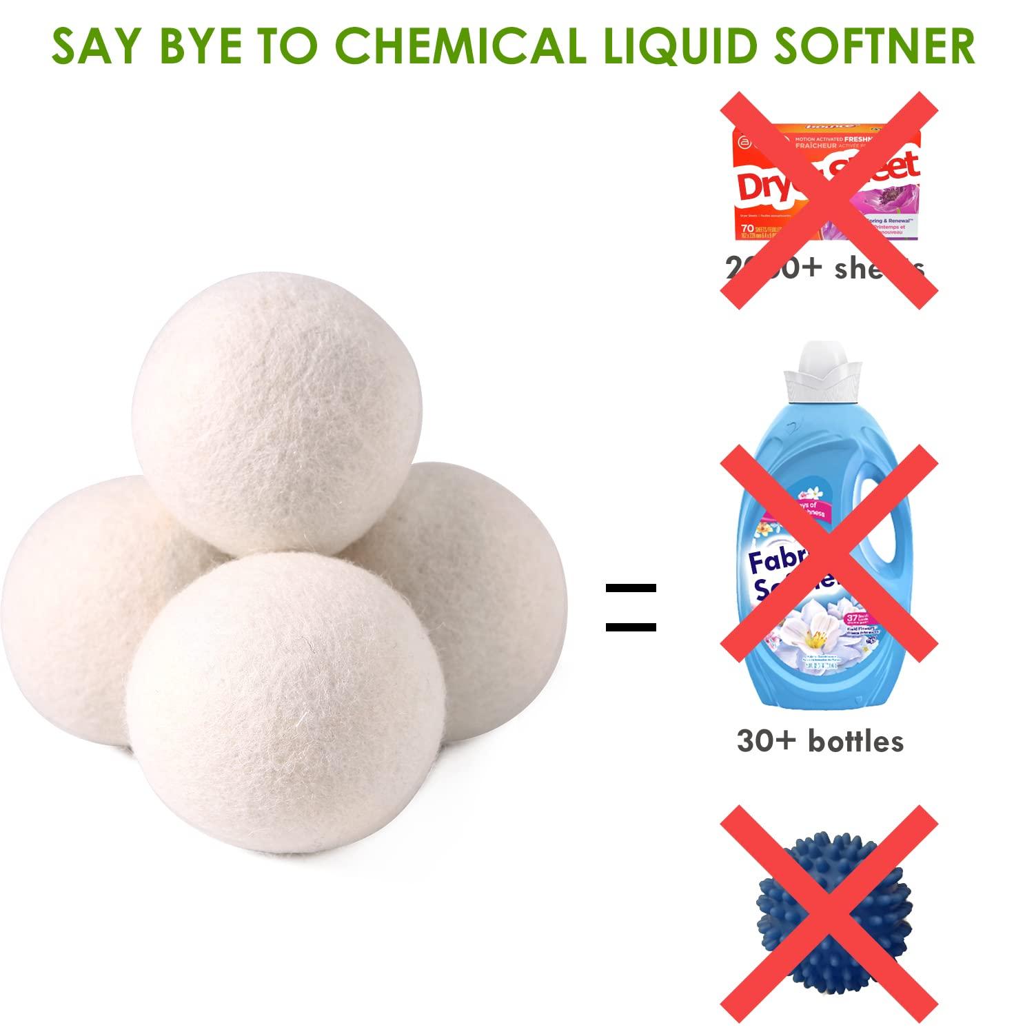 Softkomfyy Wool Dryer Balls Handmade XL,Organic Laundry Dryer Balls,100% New Zealand Wool Natural Fabric Softener,Reusable 1000 Loads,Wrinkles Free, Shorten Drying Time,Baby Safe