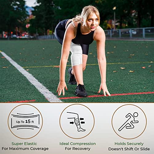 NexSkin Nexskin 3\" Letex Free Bandges - Comfort Elastic Bandage with Single Hook & Loop Closure - White, 6 Pack