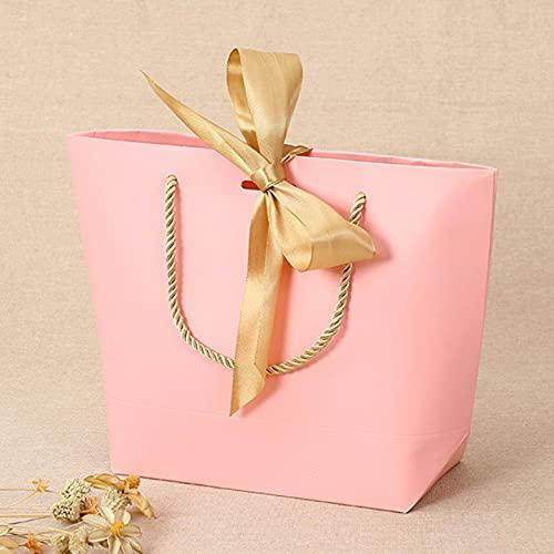 SEIWEI SEIWEI 8PCS Paper Gift Bags with Handle, Party Favor Bag Bulk with Bow Ribbon, Party Bags Bulk for Birthday, Wedding, Party Favour, Present Wrap-Pink