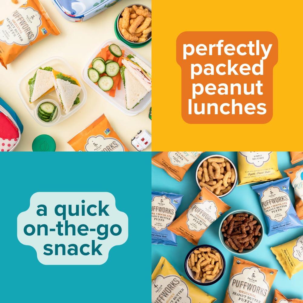 Puffworks Puffworks Original Organic Peanut Butter Puffs, 1.2 Ounce (Pack of 6), Plant-Based Protein Snack, Gluten- and Rice-Free, Vegan, Kosher