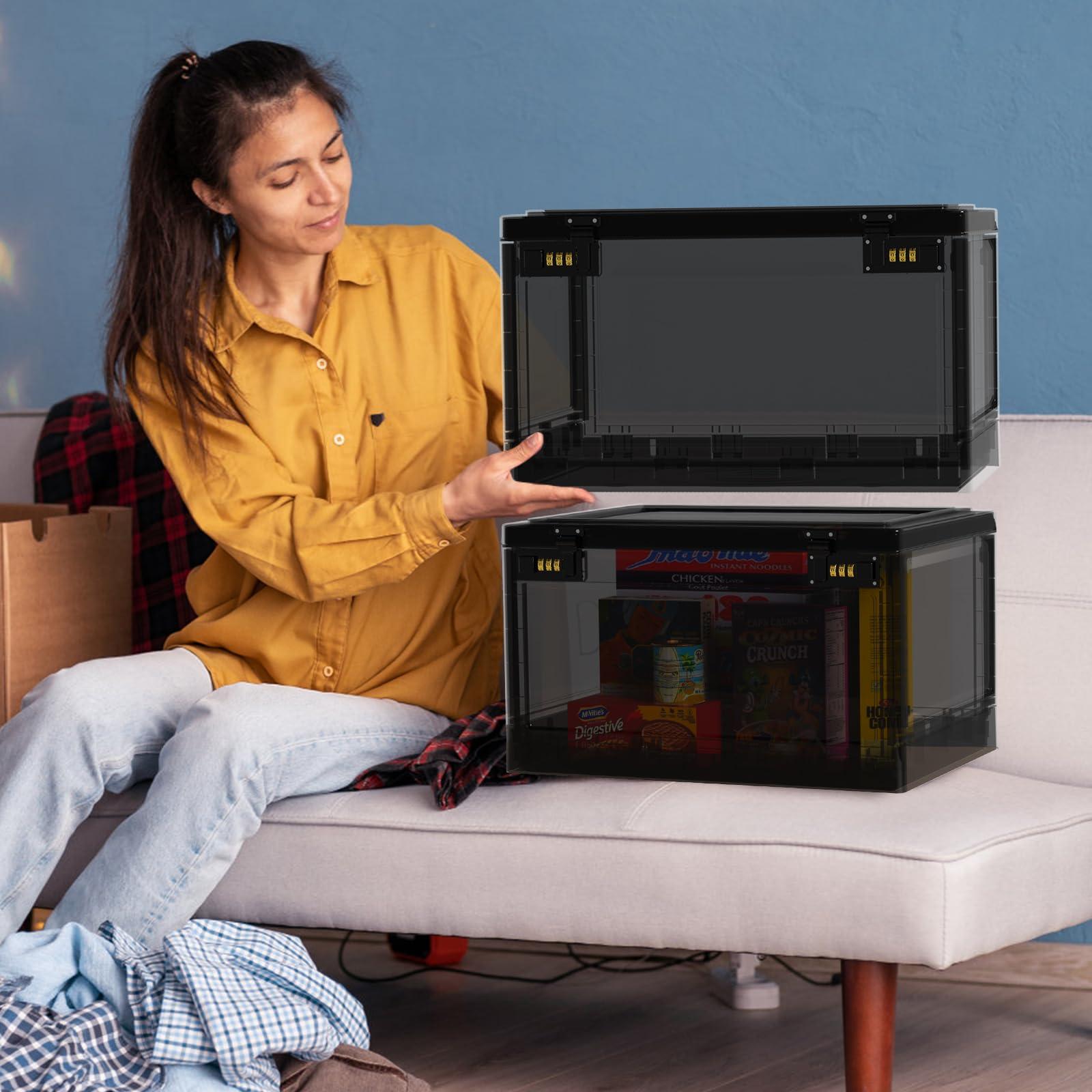 SANIDIKA Lock Box with Locker,Lockbox for Office,School,Home Personal Items Safe,Medicine Lockable Cabinet,Food Snacks Container,Files Documents Organizer,Kids Proof Prize Box (Translucent Black)