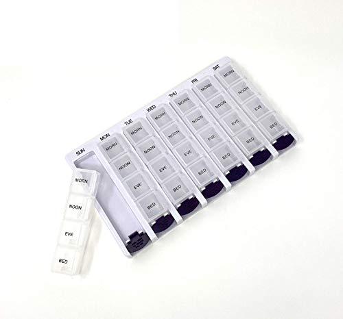 P&P Medical Surgical Weekly AM/PM Pill Box Portable Travel Prescription & Medication Pill Case Organizer (7-Day / 4-Times-A-Day) with Large Removable Compartments and Moisture-Proof Design Box of 10