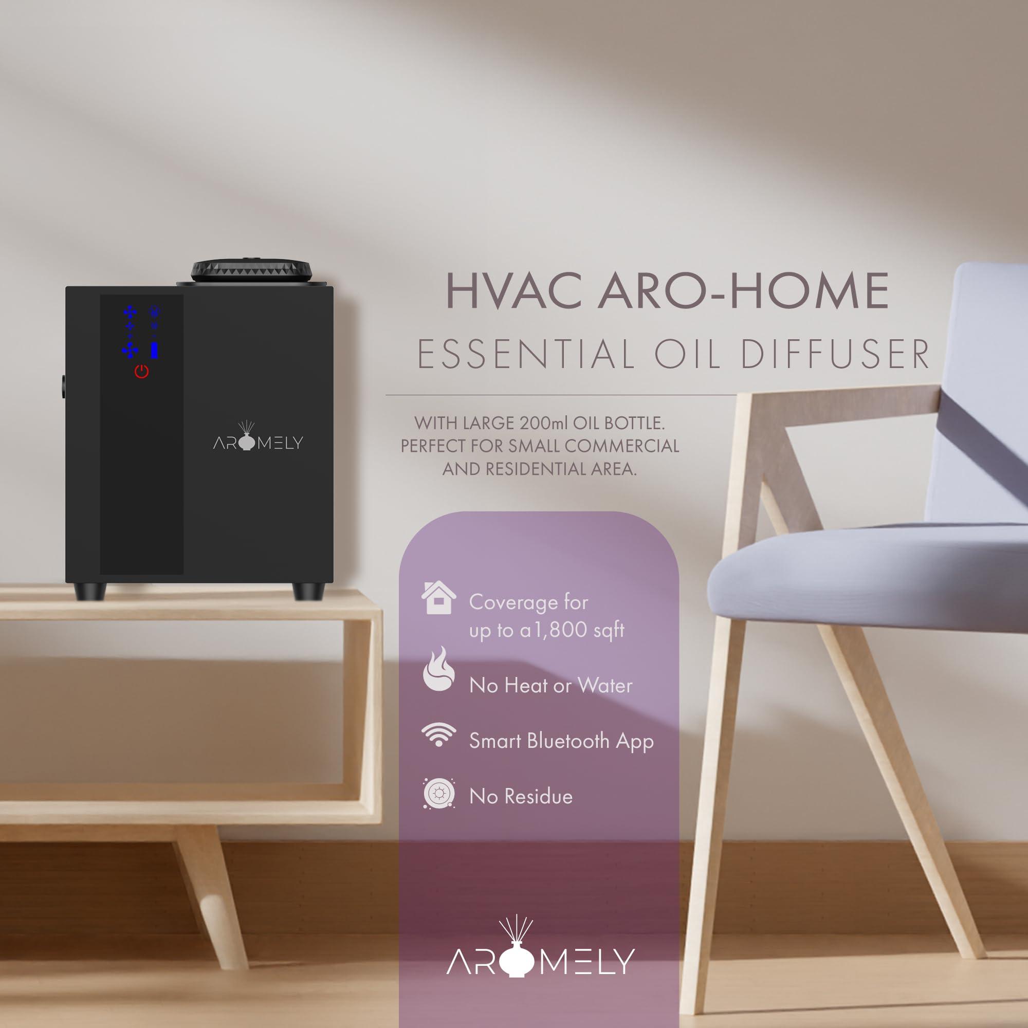 AROMELY Aromely Smart Bluetooth HVAC Scent Diffuser - Whole Home & Commercial Aroma System, Up to 1,200 SQFT Coverage, Waterless Aromatherapy, Large 200ml Oil Bottle, Ideal for Whole House and Office Scenting