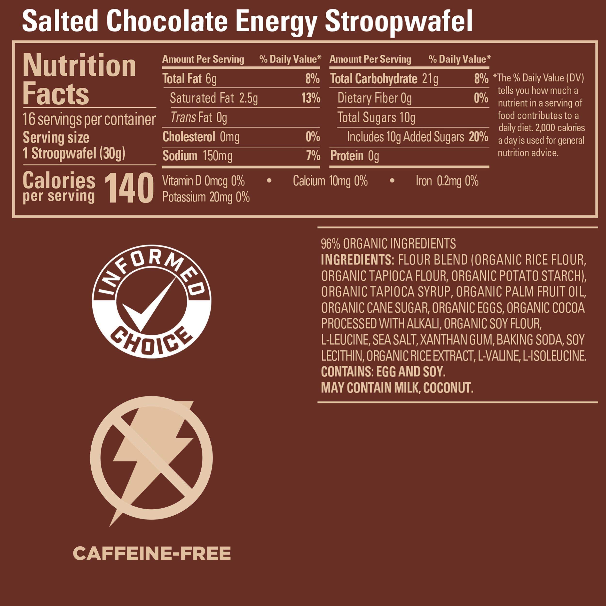 GU Energy GU Energy Stroopwafel Salted Chocolate Sports Nutrition Waffle, Caffeine-Free, Gluten-Free, and Kosher dairy, On-the-Go Energy for Any Workout, 16 Count