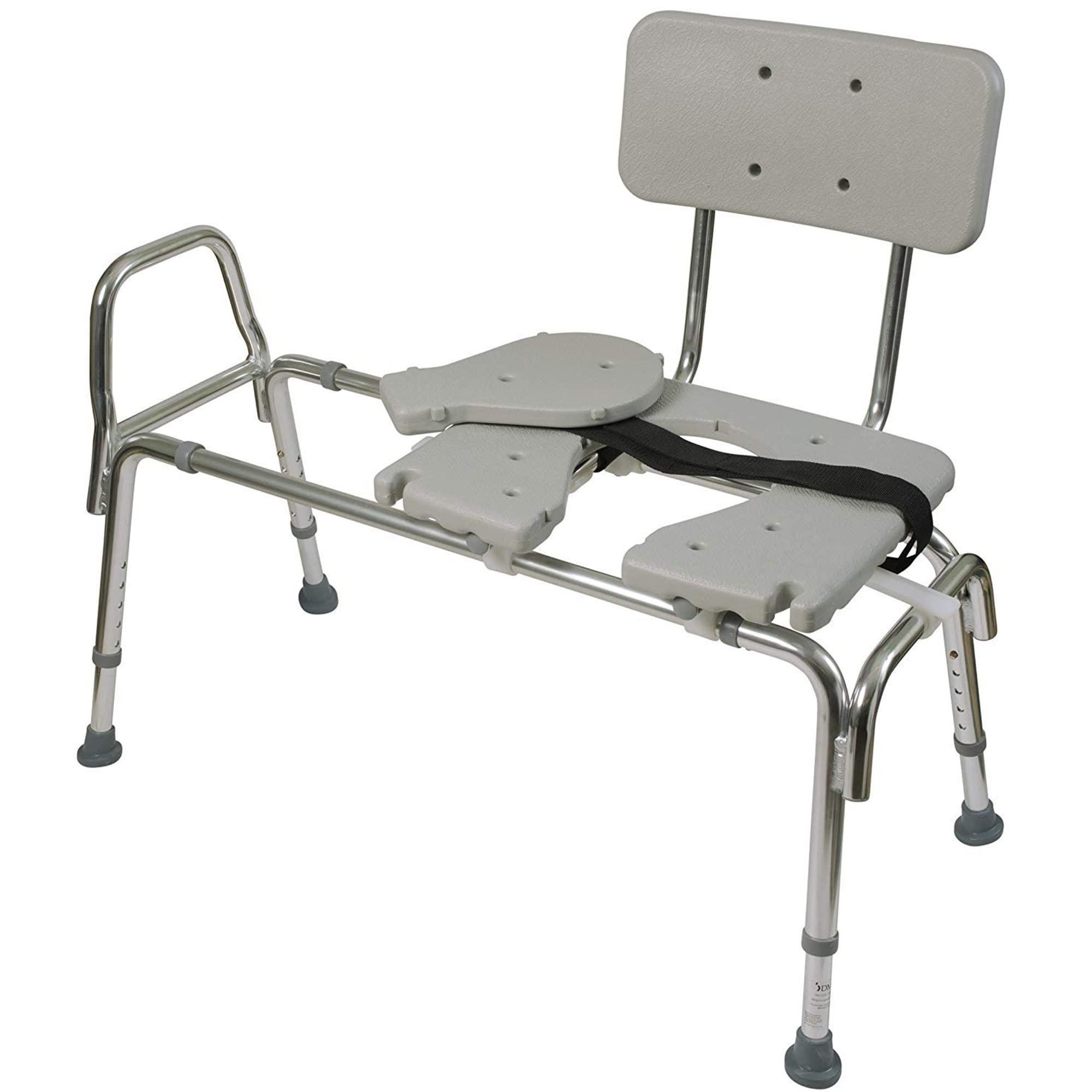 DMI DMI Tub Transfer Bench and Shower Chair with Non Slip Aluminum Body, FSA Eligible, Adjustable Seat Height and Cut Out Access, Holds Weight up to 400 Lbs, Bath and Shower Safety, Transfer Bench