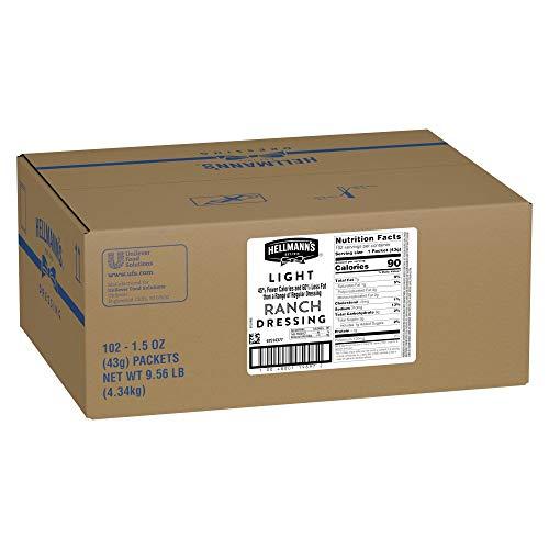 HELLMANN'S Hellmann's Light Ranch Salad Dressing Portion Control Sachets Gluten Free, No Artificial Flavors, added MSG or High Fructose Corn Syrup, 1.5 oz, Pack of 102