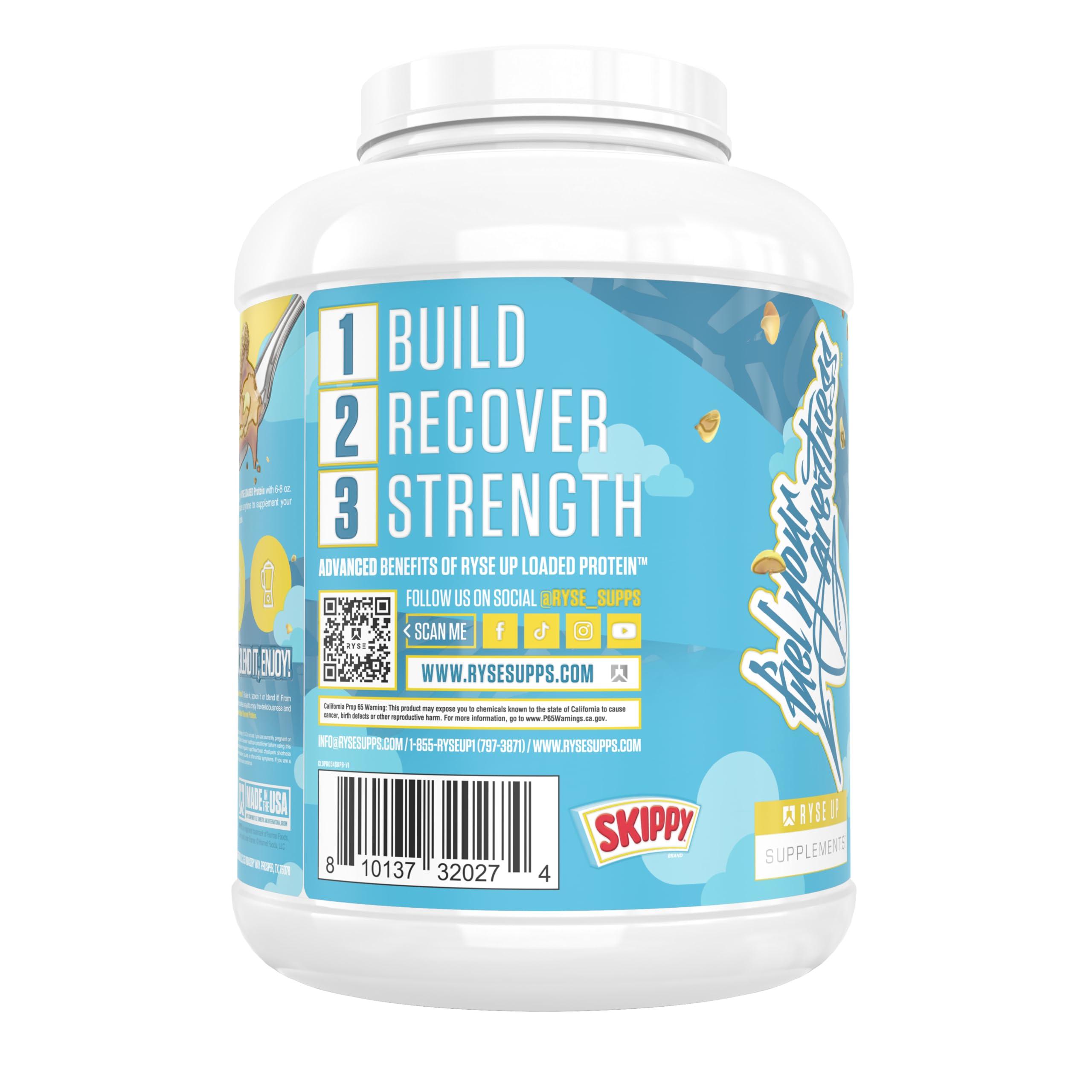 RYSE Up Supplements Ryse Loaded Protein Powder | 25g Whey Protein Isolate & Concentrate | with Prebiotic Fiber & MCTs | Low Carbs & Low Sugar (Skippy Peanut Butter, 54 Servings (Pack of 1))