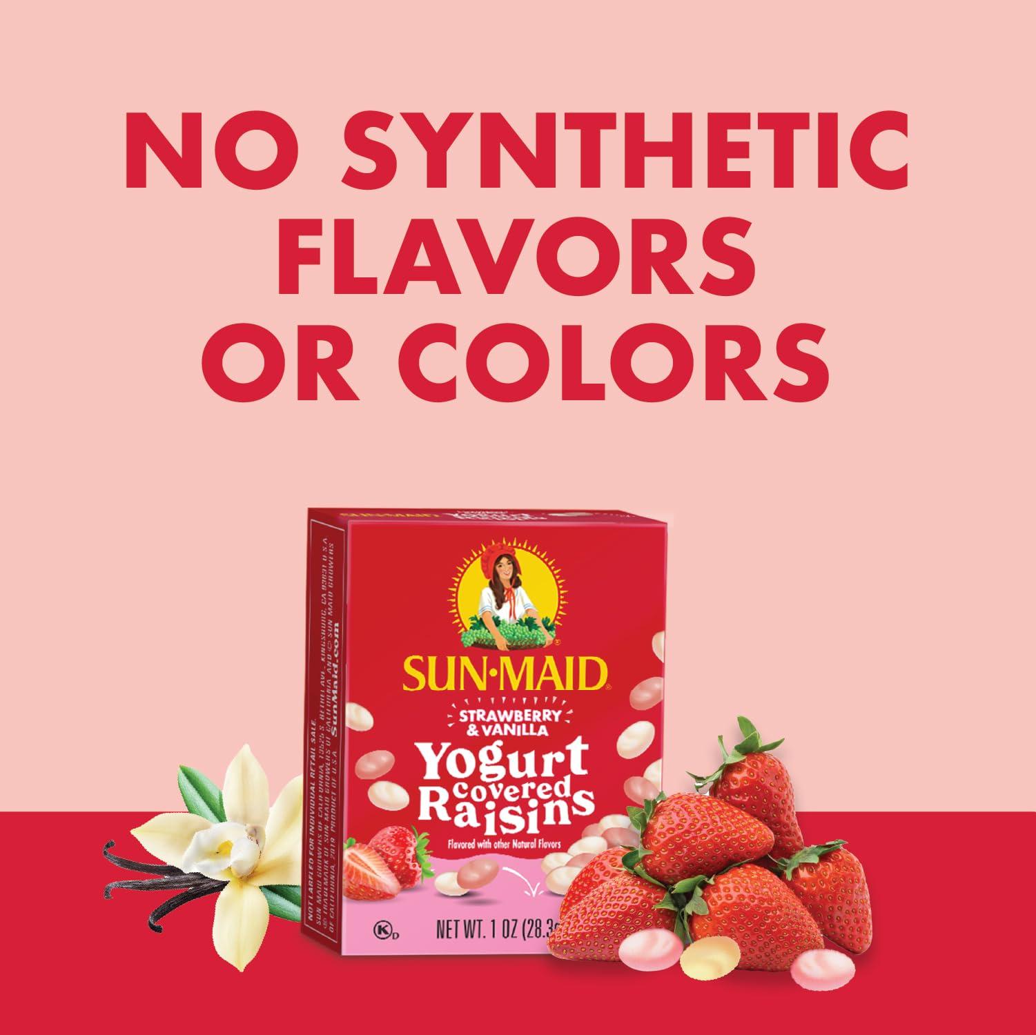 Sun-Maid Sun-Maid Strawberry & Vanilla Yogurt Coated Raisins - (6 Pack) 1 oz Snack-Size Box - Yogurt Covered Dried Fruit Snack for Lunches and Snacks