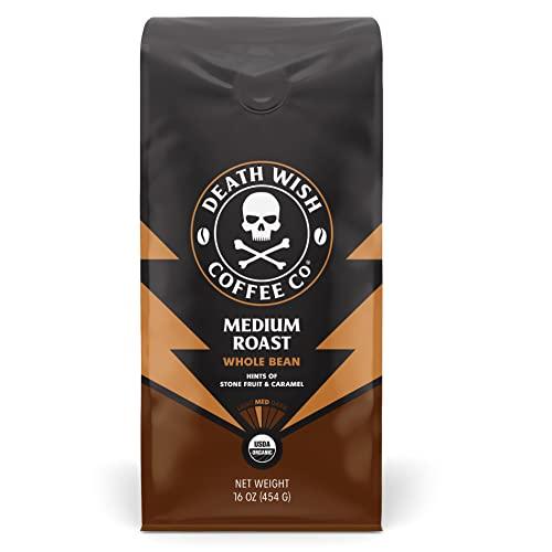 Death Wish Coffee Co. Death Wish Coffee, Organic and Fair Trade, Medium Roast, Whole Bean Coffee, 16 oz