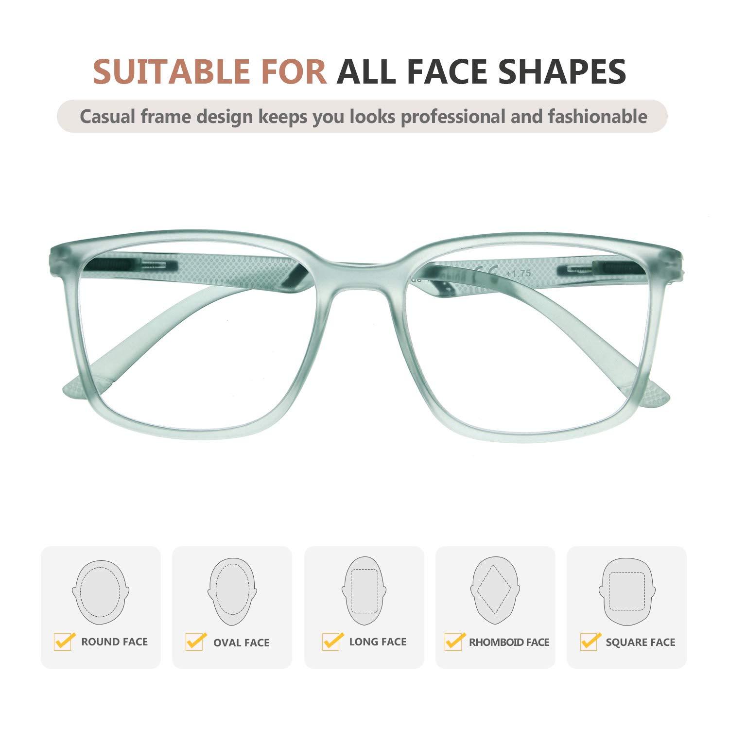 Eyekepper Eyekepper 5 Pack Reading Glasses Large Frame Square Readers Spring Hinges Men Women +2.75