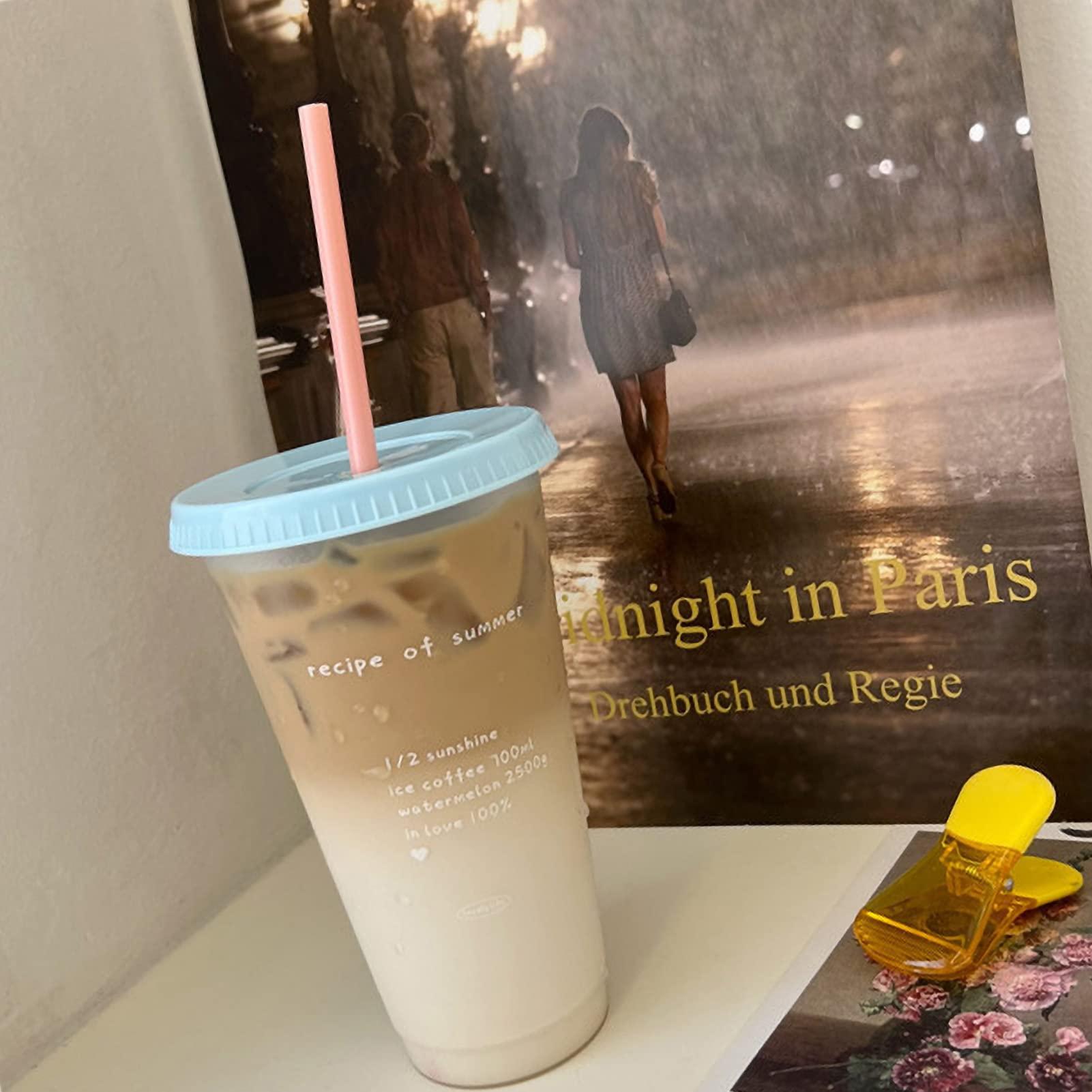 Cyrank Plastic Tumblers, Cute Reusable Party Drinking Cup Funny Cups with Lids and Straws Cold Iced Coffee Cups Summer Cups for Travel(02)